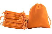 Sansam 50pcs Small Orange Drawstrings Velvet Gift Bags Velvet Jewelry Pouches for Wedding Favors, Candy Bags, Party Favors, 2.8x3.6''