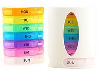 JijiKarna Daily Pill Organizer-7 Day 28 Grid Pill Container,Organizer for Vitamin/Fish Oils/Supplement-Weekly Pill Box,Round Medicine Organizer,Each Floor 4 Compartments,Transparent and Visible(White)