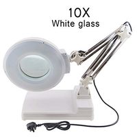 Illuminated Tabletop Magnifying Glass Lamp with LED Light - 10X Lighted Desktop Magnifier - Hands Free Adjustable Design,GlassA