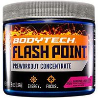 BodyTech Flash Point Pre Workout Concentrate for Energy, Focus Stamina, Rainbow Sherbert (201 Grams Powder)