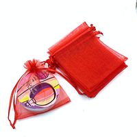 LYSXP 100pcs 5X7 Inches Christmas Drawstring Organza Gift Bag Pouches Drawstring Organza Jewelry Candy Pouch Party Wedding Favor Gift Bags (red, 5"x7" (13x18cm))