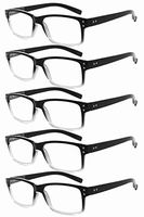 Eyekepper Mens Vintage Reading Glasses-5 Pack,Black-Clear Frame +3.50