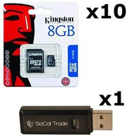 10 PACK - Kingston 8GB MicroSD HC Class 4 TF MicroSDHC TransFlash Memory Card SDC8/8GB 8G 8 GB GIGS (M.A8.RTx10.550) LOT OF 10- Retail Packaging