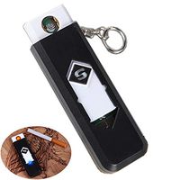 Electronic Cigarette Lighter, Atian USB Rechargeable Lighter with Keychain Touch Ignition Lighter Double Sided Windproof Plasma Flameless Lighter for Candle,Push-Out USB Socket No Data Line Required