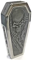 Eclipse Silver Raised Skull Design Crushproof Metal Coffin Shaped Cigarette Case, 100s, 3101COF