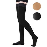 TOFLY Thigh High Compression Stockings, Opaque, Firm Support 15-20 mmHg Gradient Compression with Silicone Band, Closed Toe Compression Stockings, Treatment Swelling, Varicose Veins, Edema, Black XXL