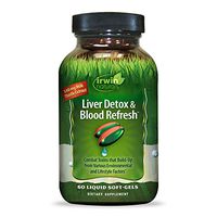 Irwin Naturals Liver Detox & Blood Refresh Powerful Herbal Whole-Body Cleanse & Detox with 540mg Milk Thistle, Dandelion, Echinacea, Turmeric & More - Antioxidant Support - 60 Liquid Softgels