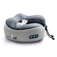 Neck Massager & Travel Pillow - U-Shaped Neck Pillow & Electric Massager for Muscle, Shoulder, Cervical Pain Stress Relief - Memory Foam Massage Pillow for Home, Office, Airplane (Gray)