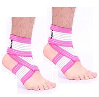 Mcolics (1 Pair) Ankle Support Breathable Ankle Foot Brace Compression Wrap Sports Bandage Strap for Running Basketball Ankle Sprain Men Women Running Basketball Football Volleyball (White&Rose)