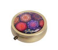 Halulu Hexagonal Boho Personalized Design Round Pill Case Decorative Metal Medicine Vitamin Organizer Unique Gift