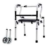 Walking Frame with Wheels Non-Slip Handle Height Adjustable Folding Lightweight Aluminium HOJZ