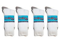 Diabetic socks, unisex cotton therapeutic non binding socks, 3 pairs per pack. Choose your favorite color! (10-13 Crew White H/T Grey, 12)
