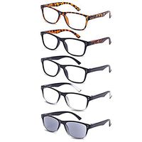 EFE Men Women Reading Glasses 5 Pack (Include 1 Blue Light Reading Glasses / 1 Sun Reader / 3 Reading Glasses) +2.5