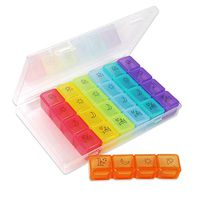 Weekly Pill AM/PM Organizer Portable Travel Pill Cases (7-Day / 4-Times-A-Day) with Moisture-Proof and Dust-Proof Design Large Compartments Pills/Vitamin/Fish Oil/Supplements Container.