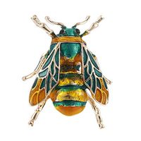 Vintage Enamel Bee Brooch Pin Shirt Animal Metal Pin Clothing Accessories Chic Popular Novelty Creation Beauty Jewerly Style Women Accesories | Color - Green