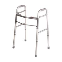 DMI Lightweight Adjustable Folding Walker for Adults with Easy Two Button Release, Silver and Gray