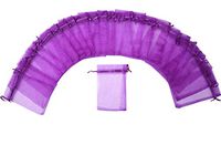 ZUUC Colorful Organza Drawstring Pouch Bag, 5''W x7" L, Pack of 100 (Purple)