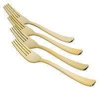 Exquisite Plastic Cutlery, Premium Quality Silverware"Gold/Silver look alike"Heavy Duty Plastic Cutlery - 120 Count (Gold, Forks)