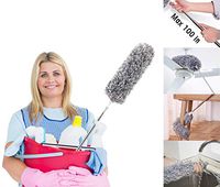Microfiber Duster, Detachable & Bendable Telescopic Duster with 100" Extendable Pole, Washable Stainless Steel Extra Long Dusters for Cleaning Ceiling Fan, Roof, Blinds and Baseboard