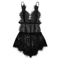 Viviplus Women Pajamas Set Trendy Lace Bodysuit Lingerie Trim Deep V-Neck Backless Cross Strap Jumpsuit Sleepwear Underwear Sleepshirts