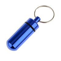 Water-proof Air-tight Pill Fob Aluminum Alloy Pill Case Pill Box Pill Holder with Keychain, Used for Holding Aspirin, Cold Tablets, Pain Medication and Vitamins, and Id Tag, Notes (Royal Blue) by Generic