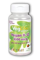 Veggie B-12 1000mcg w/Folic Acid 400 mcg VegLife 50 Sublingual Lozenge