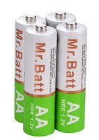Mr.Batt NiMH AA Rechargeable Batteries (4 Pack), Pre-Charged, 1600mAh