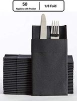 Black Dinner Napkins Cloth Like with Built-in Flatware Pocket, Linen-Feel Absorbent Disposable Paper Hand Napkins for Kitchen, Bathroom, Parties, Weddings, Dinners or Events, 16x16 inches, Pack of 50