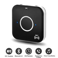 Bluetooth 4.1 Audio Receiver, Wireless Audio Adapter NFC-Enabled Wireless Speaker Adapter with 3.5mm Dual Aux Micphone Handsfree Calling for Home Stereo Sound System Car MP3 Headphones TV PC Computer