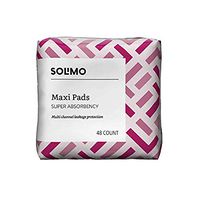 Amazon Brand - Solimo Thick Maxi Pads for Periods, Super Absorbency, Unscented, 48 count