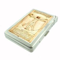 Leonardo Da Vinci 1490 Vitruvian Double-Sided Cigarette Case with lighter, ID Holder, and Wallet D-136