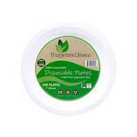 BioGreenChoice 7in. Compostable Fiber-Molded Bagasse/Natural Sugarcane Disposable Plate – Microwave Safe, Biodegradable & Compostable Plate (100 Count)
