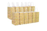 XNX 24 Pack Paper Christmas Gift Bags Party Favor Bags Recyclable Goodie Bags for Birthdays, Weddings, Baby Showers,Shopping.Gold Foil Dot Design, White(15 * 21 * 8cm) (Gold Dot))