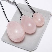 BANGCHIC Set of 3 Drilled Rose Crystal Quartz Jade Egg for Kegel Exercise Pelvic Floor Muscles Vaginal Exercise Yoni Egg Ben Wa Ball Health Care for women gift with Velvet Pouch