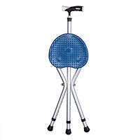 WYMNAME Folding cane seat,Multifunction Three feet Old people Cane Cane stool Hiking chair-C