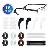Eyeglass Retainer, 18 Pair Anti-slip Silicone Glasses Ear Grip Set Comfortable Eyeglass Temple Tips Eyeglass Nose Pad for Glasses Eyeglasses Sunglasses
