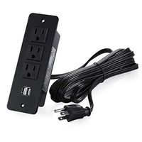 Kungfuking Desktop Power Grommet Power Strip 3-Socket 2-USB Convex Surface 9.85 FT Extension Power Cord (Black) (3outlet Convex Design)