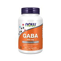 NOW Supplements, GABA (Gamma-Aminobutyric Acid)500 mg + B-6, 200 Count, Veg Capsules