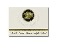 Signature Announcements North Beach Senior High School (Ocean Shores, WA) Graduation Announcements, Presidential Basic Pack 25 Cap & Diploma Seal. Black & Gold.
