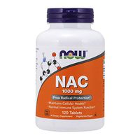 NOW Supplements, NAC (N-Acetyl-Cysteine) 1,000 mg, Free Radical Protection*, 120 Tablets