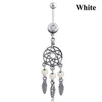Dangle Barbell Rhinestone Navel Belly Button Ring Piercing Jewelry Party Trendy Unique Women Cheap Casual Beautiful Cute Stylish Decoration | color - White