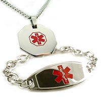 My Identity Doctor - Custom Engraved Medical ID Bracelet and Alert Necklace for Women - Stainless Steel, 8 Inches