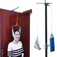 ZENGZHIJIE Neck Cervical Traction Device Unit Kit Home Over Door Neck Spinal Decompression Devices Orthopedic Traction Overhead Brace Machine Physical Therapy Set Pain Relief
