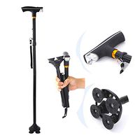 WLDOCA Folding Cane,Dependable Ajustable Height Lightweight Folding Walking Stick Cane with Built-in LED Lights Non Slip Unisex