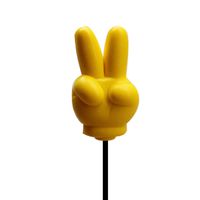 COGEEK Yellow Victory V-Finger Antenna Topper Ball EVA Foam Car Styling Roof Ornament (V-Finger)