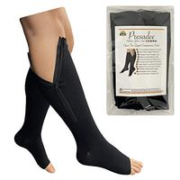 Presadee Open Toe 15-20 mmHg Moderate Compression Leg Calf Swelling Zipper Sock (Black, 5XL)
