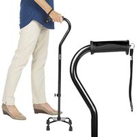 Vive Quad Cane - Walking Stick for Men and Women - Lightweight Adjustable Staff - Comfortable Right and Left Hand Grip for Stability Support - Four Prong Sturdy Aluminum Travel Aid - 4 Tip