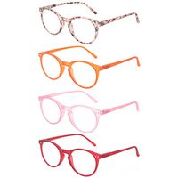 Reading Glasses Set of 4 Great Value Spring Hinge Readers Men and Women Glasses for Reading (4 Pack Mix Color, 3.50)