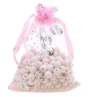 100pcs Organza Wedding Party Gift Bags Butterfly Drawstring Pouches Jewelry Gift Bags Christmas Party Gift Favor Bags (4"x6", Pink)