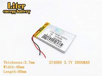 3.7V 2000mAh 374680 Lithium Polymer Ion Rechargeable Battery Lithium Polymer Li-Po Battery for MP4 GPS MP3 Bluetooth Stereo DIY Gift
